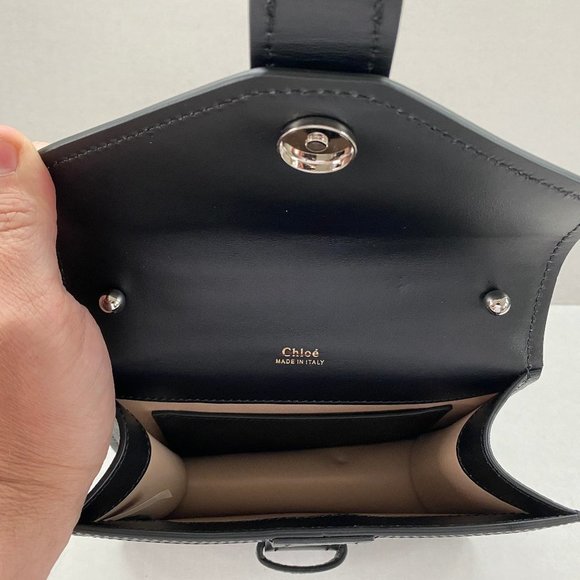 Chloe Aby Calfskin Mini Black Leather Shoulder Bag - Picture 3 of 6